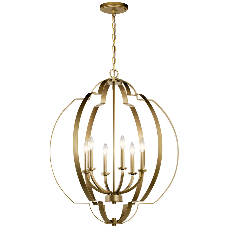 Kichler - 42139NBR - Six Light Foyer Chandelier - Voleta - Natural Brass