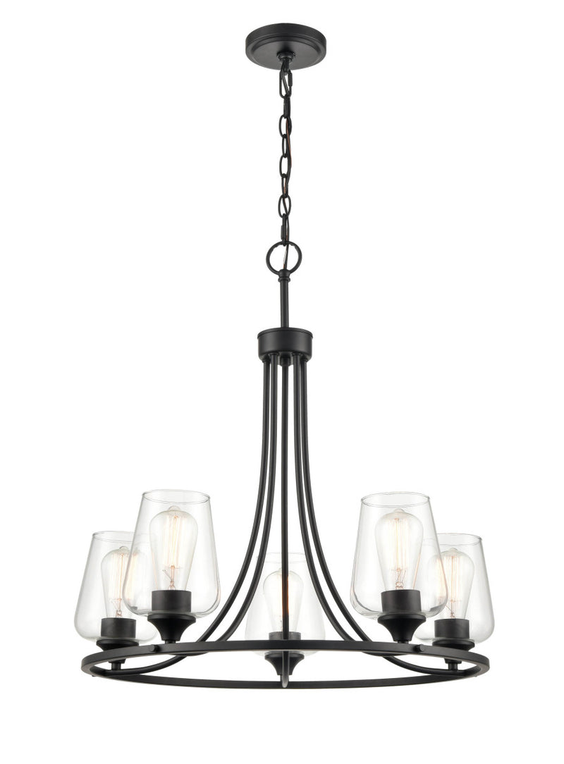 Millennium - 9725-MB - Five Light Chandelier - Ashford - Matte Black