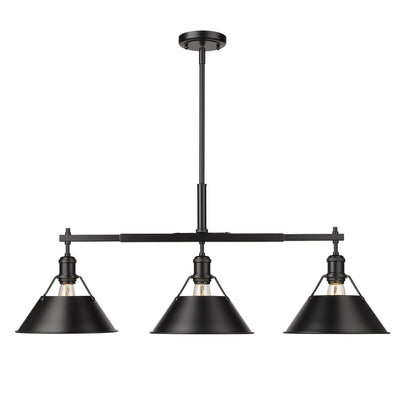 Golden - 3306-LP BLK-BLK - Three Light Linear Pendant - Orwell BLK - Matte Black