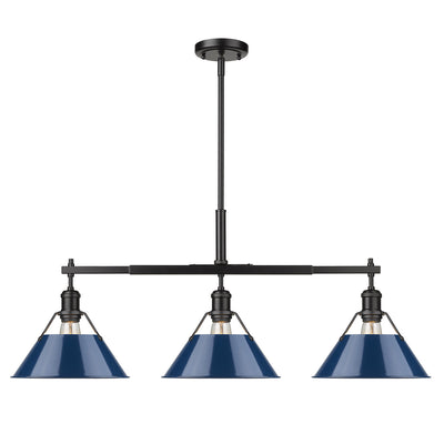 Golden - 3306-LP BLK-NVY - Three Light Linear Pendant - Orwell BLK - Matte Black