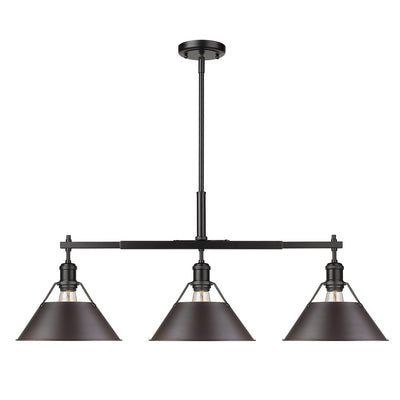 Golden - 3306-LP BLK-RBZ - Three Light Linear Pendant - Orwell BLK - Matte Black