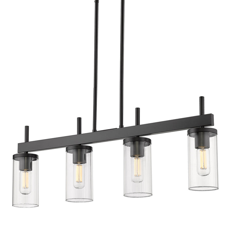 Golden - 7011-LP BLK-CLR - Four Light Linear Pendant - Winslett BLK - Matte Black