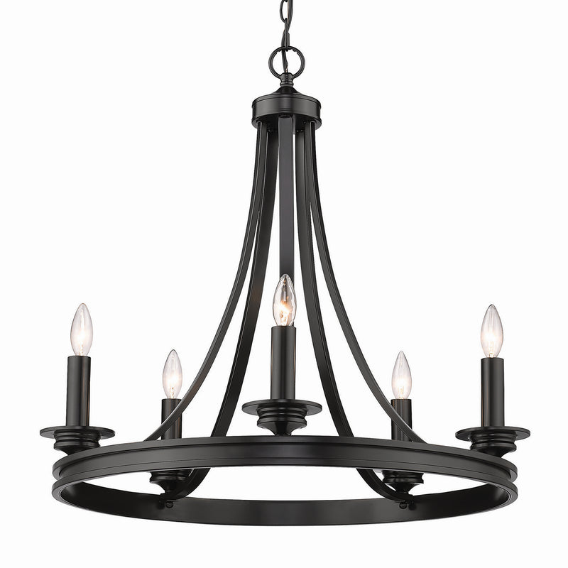 Golden - 3863-5 BLK - Five Light Chandelier - Saldano BLK - Matte Black