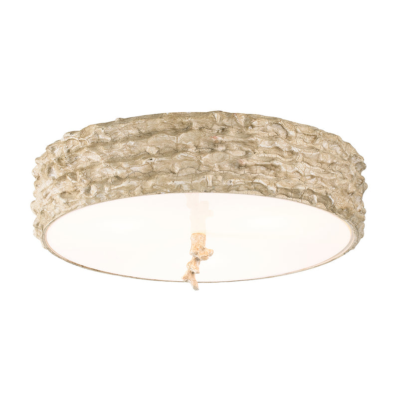 Lucas + McKearn - FM1238-16 - Three Light Flush Mount - Trellis - Putty Patina and Silver Leaf Orb