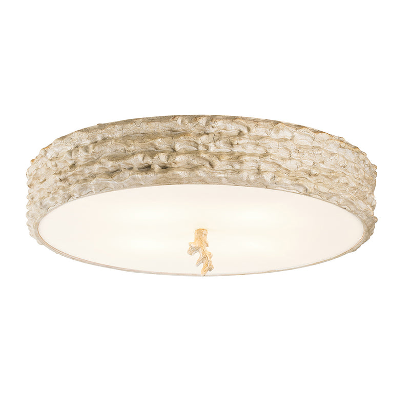 Lucas + McKearn - FM1238-20 - Three Light Flush Mount - Trellis - Putty Patina and Silver Leaf Orb