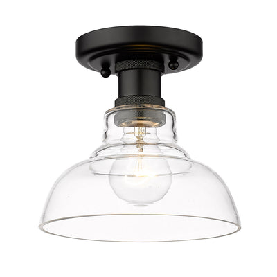 Golden - 0305-FM BLK-CLR - One Light Flush Mount - Carver BLK - Matte Black