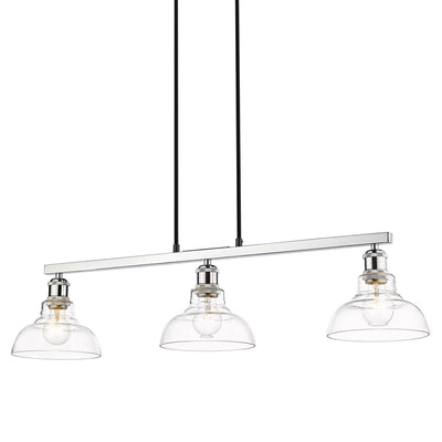 Golden - 0305-LP CH-CLR - Three Light Linear Pendant - Carver CH - Chrome