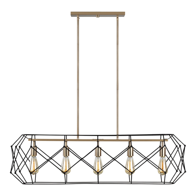 Visual Comfort Studio - 6634105-848 - Five Light Linear Chandelier - Zarra - Satin Brass