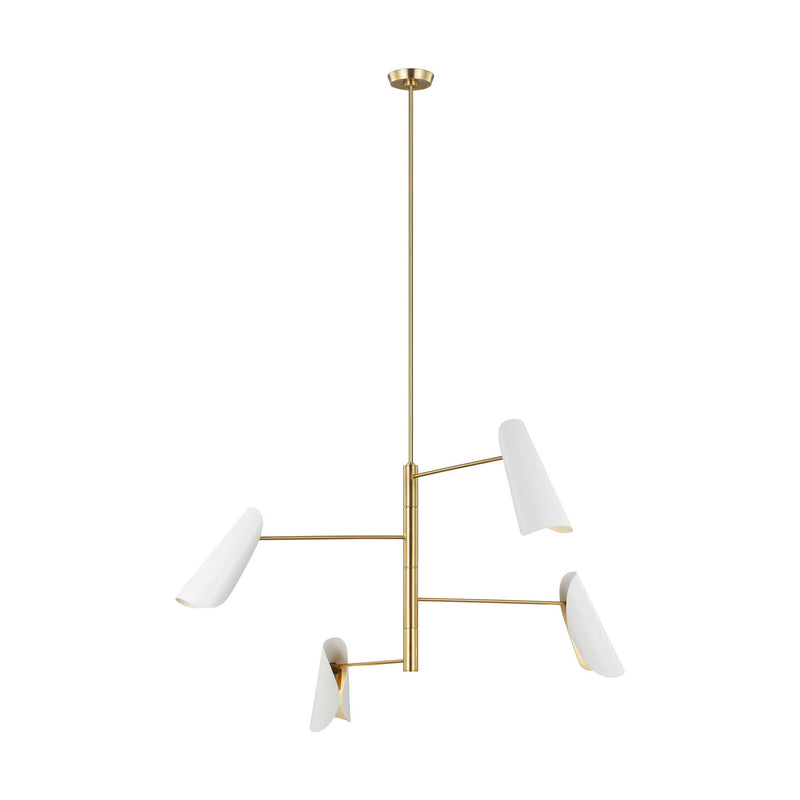 Visual Comfort Studio - AEC1024BBSMWT - Four Light Chandelier - Tresa - Matte White and Burnished Brass