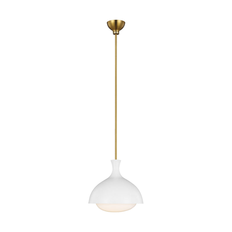 Visual Comfort Studio - AEP1021BBSMWT - One Light Pendant - Lucerne - Matte White and Burnished Brass