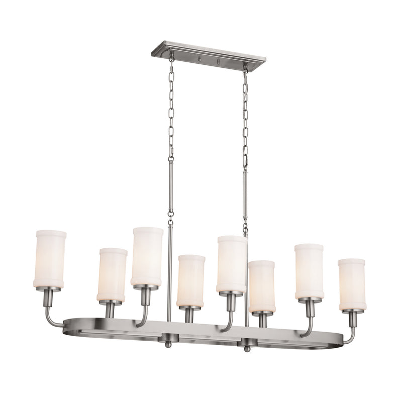 Kichler - 52453CLP - Eight Light Linear Chandelier - Vetivene - Classic Pewter