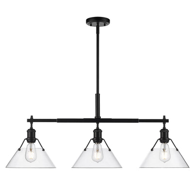 Golden - 3306-LP BLK-CLR - Three Light Linear Pendant - Orwell BLK - Matte Black