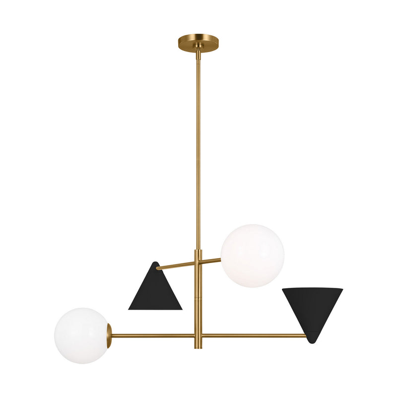 Visual Comfort Studio - AEC1104MBKBBS - Four Light Chandelier - Cosmo - Midnight Black and Burnished Brass