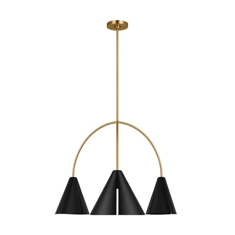 Visual Comfort Studio - KC1113MBKBBS-L1 - LED Chandelier - Cambre - Midnight Black and Burnished Brass