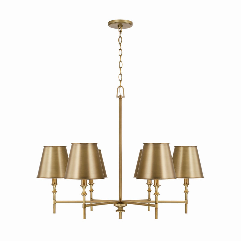 Capital Lighting - 449761AD-707 - Six Light Chandelier - Whitney - Aged Brass