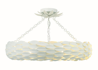 Crystorama - 536-MT_CEILING - Six Light Semi Flush Mount - Broche - Matte White