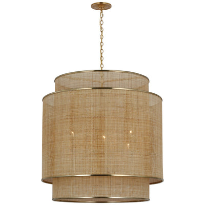 Visual Comfort Signature - MF 5025SB/NRT - LED Pendant - Linley - Soft Brass And Natural Rattan Caning