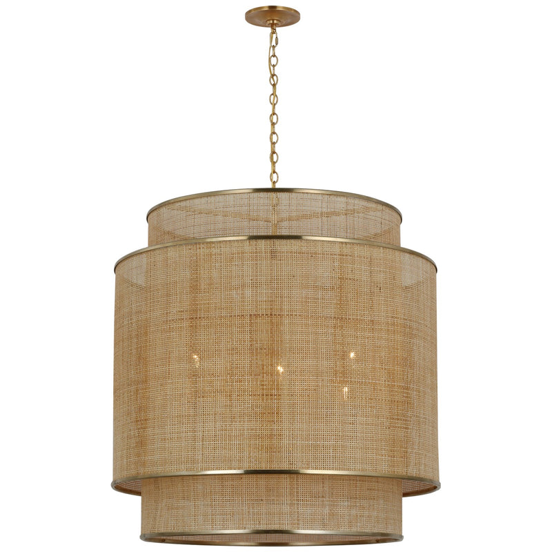 Visual Comfort Signature - MF 5025SB/NRT - LED Pendant - Linley - Soft Brass And Natural Rattan Caning