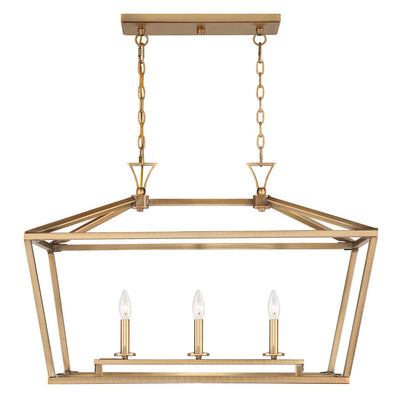 Savoy House - 1-423-3-322 - Three Light Linear Chandelier - Townsend - Warm Brass