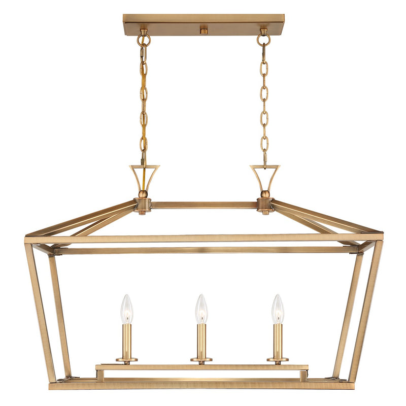 Savoy House - 1-423-3-322 - Three Light Linear Chandelier - Townsend - Warm Brass