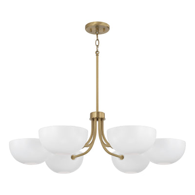 Capital Lighting - 451461AW - Six Light Chandelier - Reece - Aged Brass and White