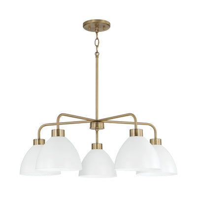 Capital Lighting - 452051AW - Five Light Chandelier - Ross - Aged Brass and White