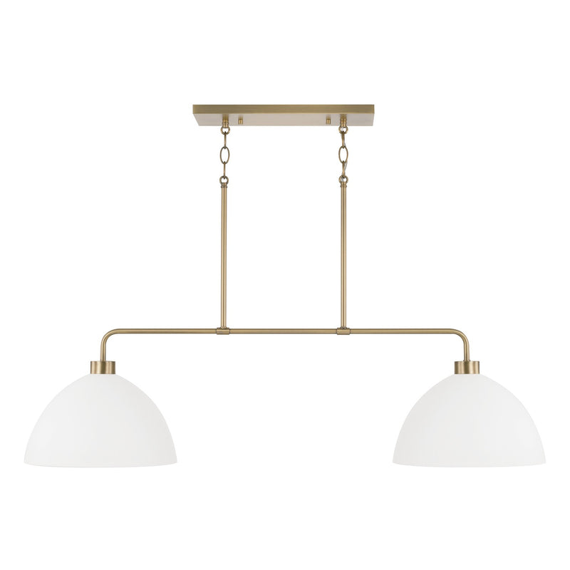 Capital Lighting - 852021AW - Two Light Island Pendant - Ross - Aged Brass and White