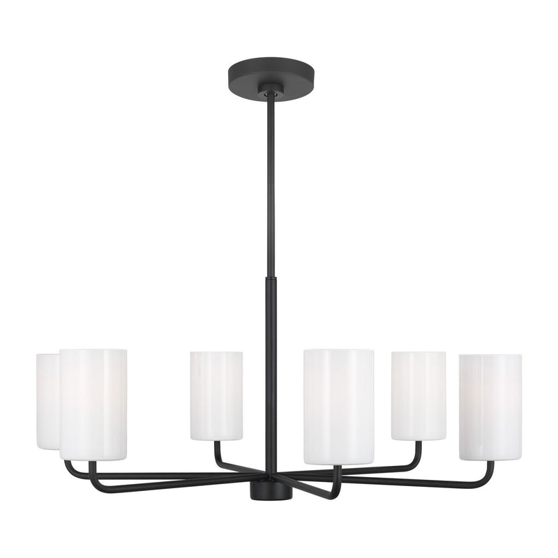 Generation Lighting. - GLC1026MBK - Six Light Chandelier - Rhett - Midnight Black