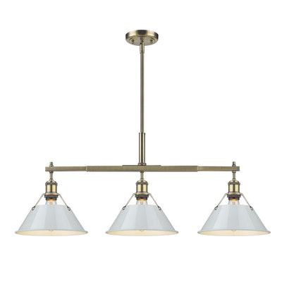 Golden - 3306-LP AB-DB - Three Light Linear Pendant - Orwell AB - Aged Brass