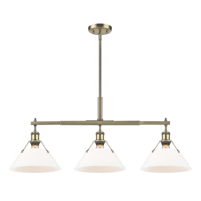 Golden - 3306-LP AB-OP - Three Light Linear Pendant - Orwell AB - Aged Brass