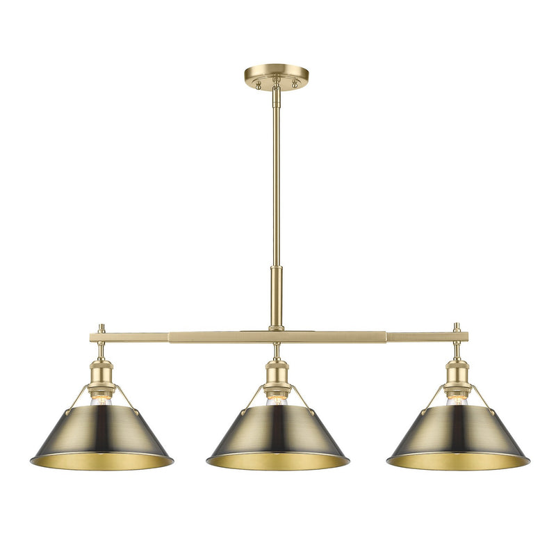 Golden - 3306-LP BCB-AB - Three Light Linear Pendant - Orwell BCB - Brushed Champagne Bronze