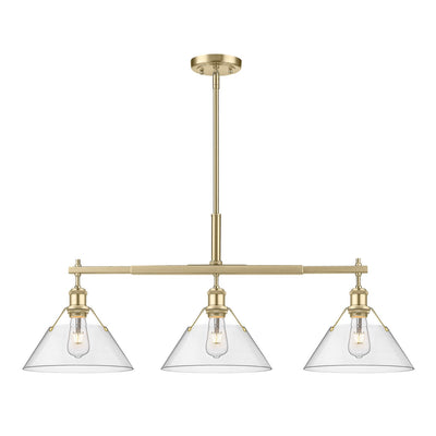 Golden - 3306-LP BCB-CLR - Three Light Linear Pendant - Orwell BCB - Brushed Champagne Bronze