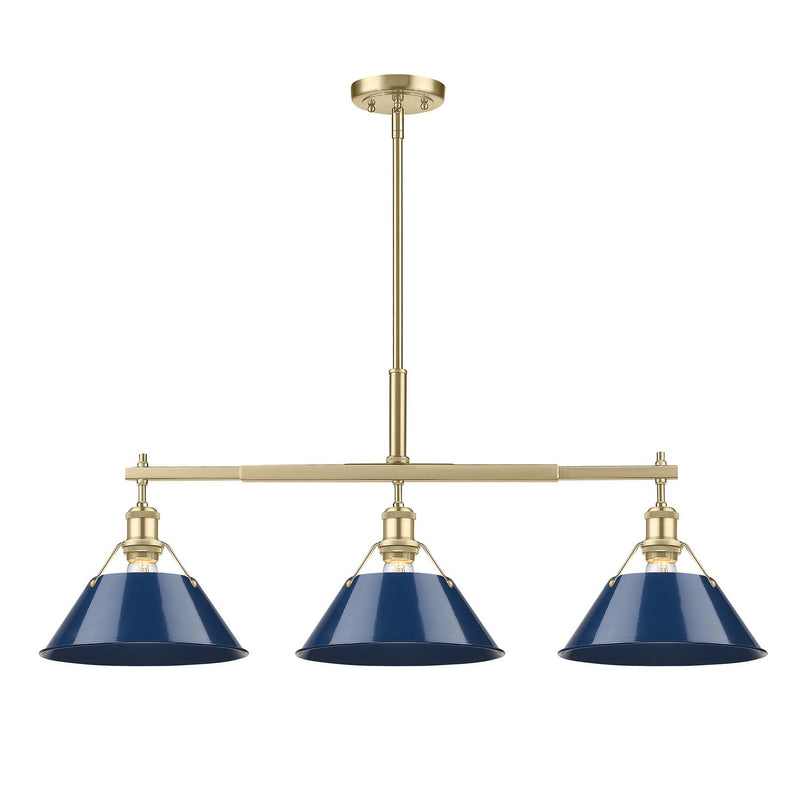 Golden - 3306-LP BCB-NVY - Three Light Linear Pendant - Orwell BCB - Brushed Champagne Bronze