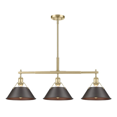 Golden - 3306-LP BCB-RBZ - Three Light Linear Pendant - Orwell BCB - Brushed Champagne Bronze