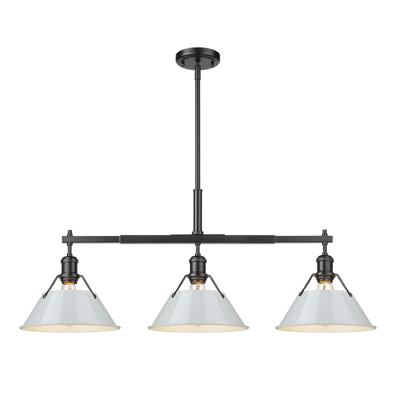 Golden - 3306-LP BLK-DB - Three Light Linear Pendant - Orwell BLK - Matte Black