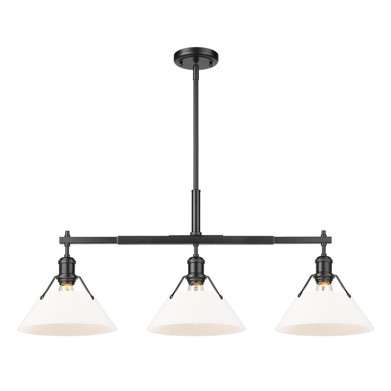 Golden - 3306-LP BLK-OP - Three Light Linear Pendant - Orwell BLK - Matte Black