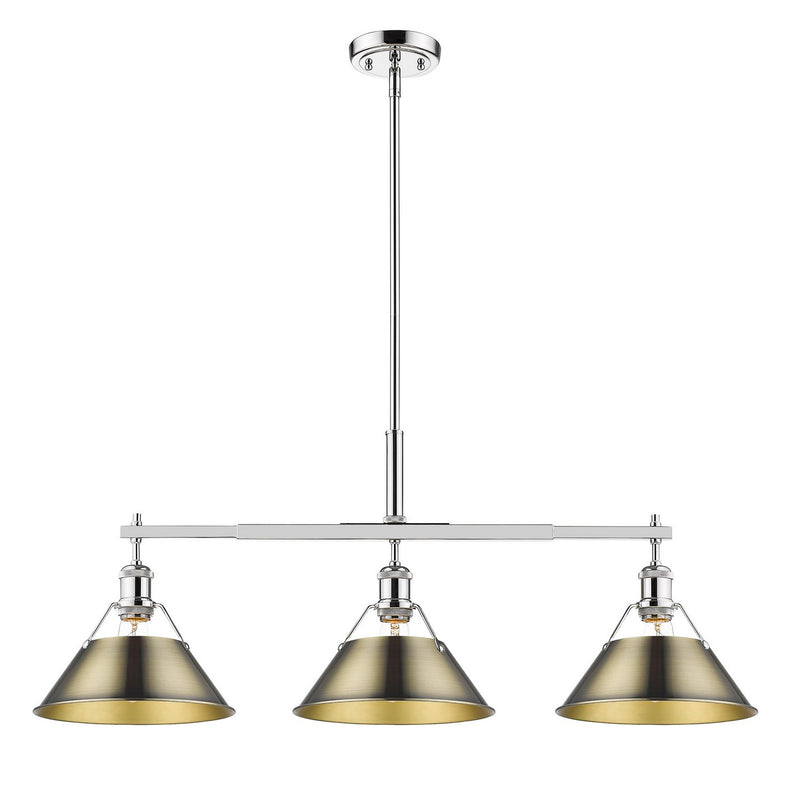 Golden - 3306-LP CH-AB - Three Light Linear Pendant - Orwell CH - Chrome