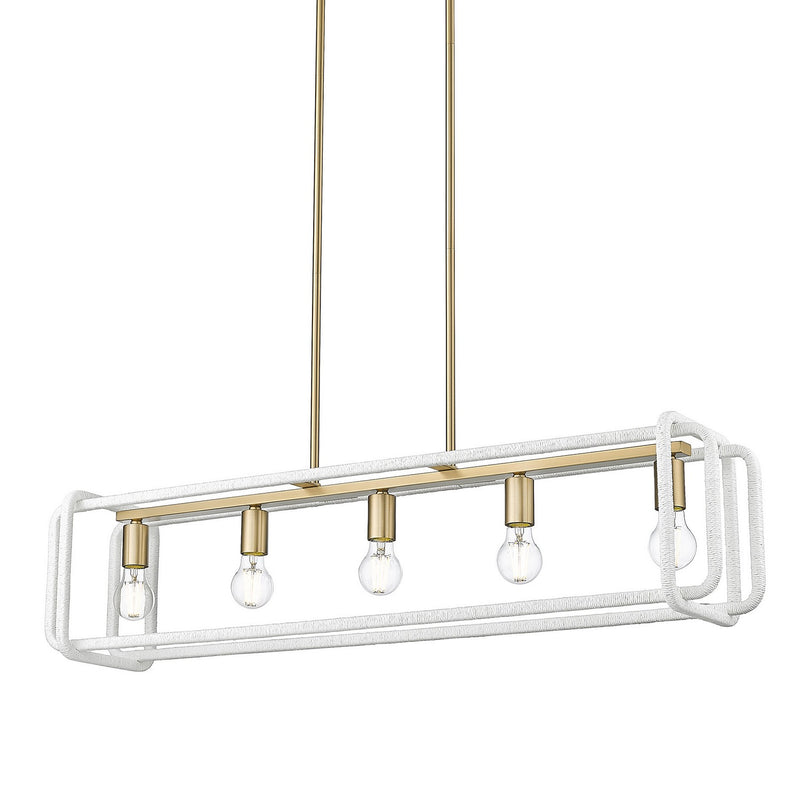 Golden - 6085-LP BCB-WR - Five Light Linear Pendant - Camden BCB - Brushed Champagne Bronze