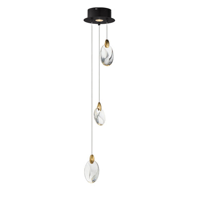 ET2 - E11073-122BKPG - LED Pendant - Pebble - Black / Polished Gold