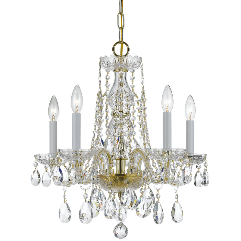 Crystorama - 1061-PB-CL-SAQ - Five Light Mini Chandelier - Traditional Crystal - Polished Brass