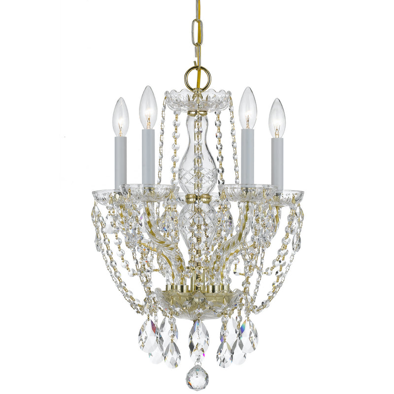 Crystorama - 1129-PB-CL-MWP - Five Light Mini Chandelier - Traditional Crystal - Polished Brass