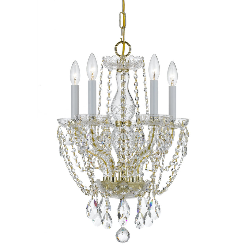 Crystorama - 1129-PB-CL-SAQ - Five Light Mini Chandelier - Traditional Crystal - Polished Brass