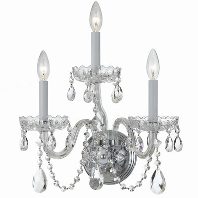 Crystorama - 1033-CH-CL-SAQ - Three Light Wall Sconce - Traditional Crystal - Polished Chrome