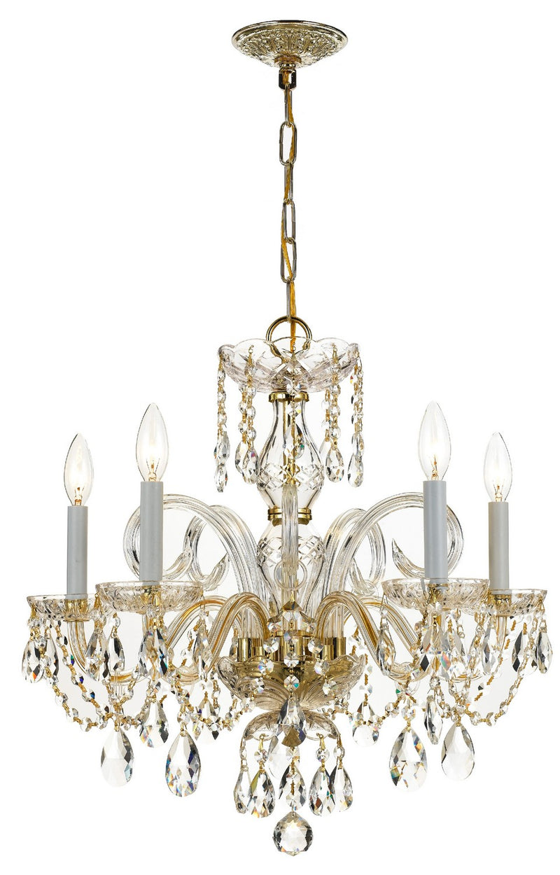 Crystorama - 1005-PB-CL-SAQ - Five Light Chandelier - Traditional Crystal - Polished Brass