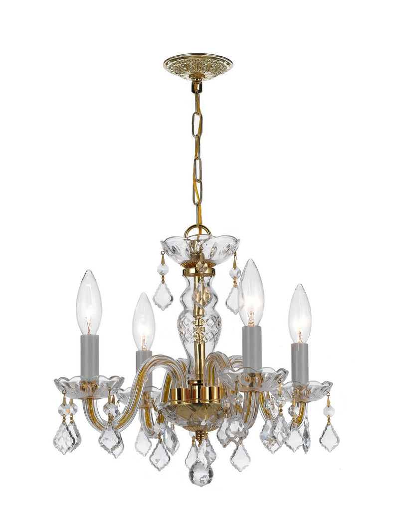 Crystorama - 1064-PB-CL-MWP - Four Light Mini Chandelier - Traditional Crystal - Polished Brass