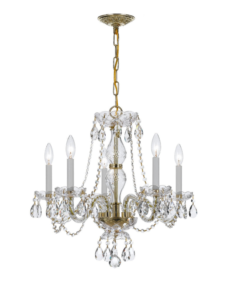 Crystorama - 5085-PB-CL-S - Five Light Chandelier - Traditional Crystal - Polished Brass