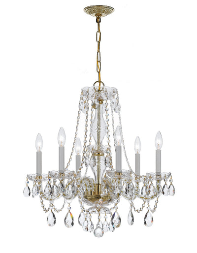 Crystorama - 5086-PB-CL-SAQ - Six Light Chandelier - Traditional Crystal - Polished Brass