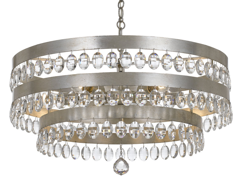 Crystorama - 6108-SA - Six Light Chandelier - Perla - Antique Silver