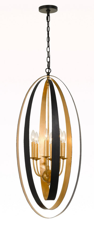 Crystorama - 597-EB-GA - Six Light Chandelier - Luna - English Bronze / Antique Gold