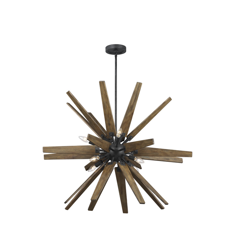 Visual Comfort Studio - F3258/8DWZ/WOW - Eight Light Chandelier - Thorne - Dark Weathered Zinc / Weathered Oak